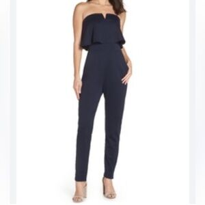 Fraiche by J Size L Chic Midnight Blue Strapless Jumpsuit